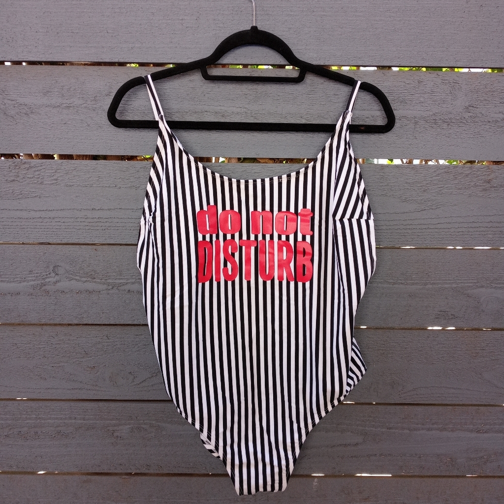 Striped Black and White Bathing suit one piece